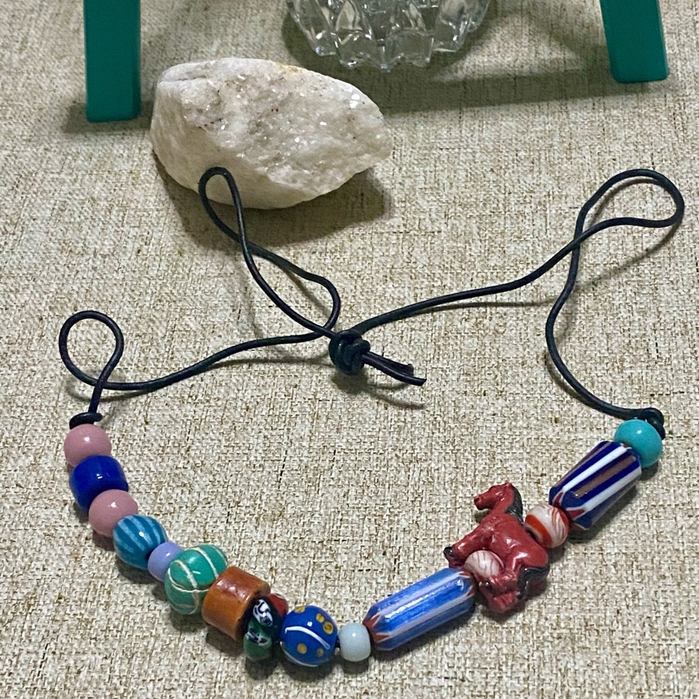 🎠Amulet, Necklace with two antique chevrons, combined with other barter beads🎠